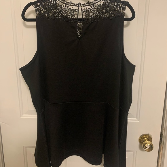 MXM Black Peplum Top with Lace Collar - 3X - Picture 7 of 7